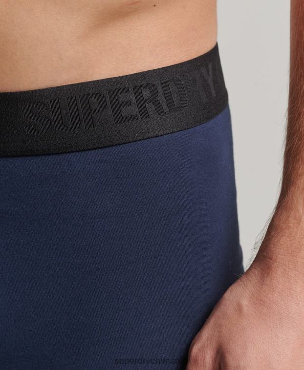 hombres Superdry negro Pack doble de bóxer de algodón orgánico compensado 2R68Z1637