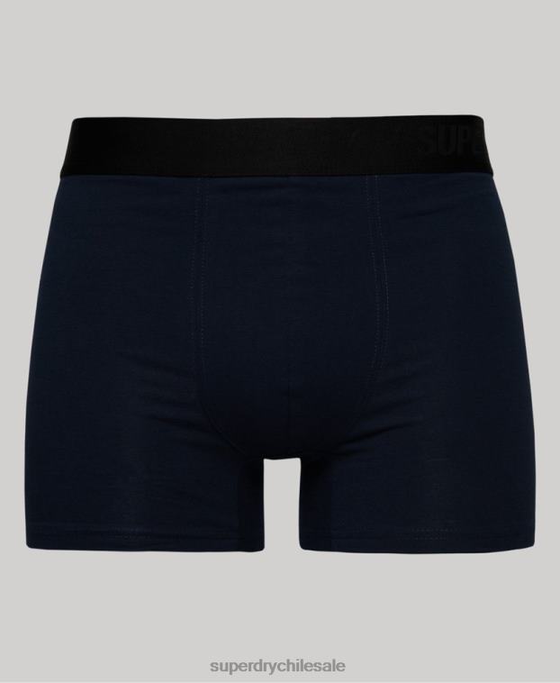 hombres Superdry negro Pack doble de bóxer de algodón orgánico compensado 2R68Z1637