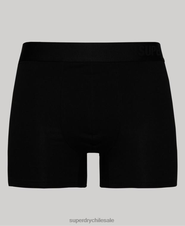 hombres Superdry negro Pack doble de bóxer de algodón orgánico compensado 2R68Z1637