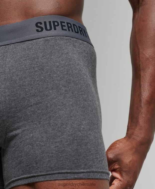 hombres Superdry negro Pack doble de bóxer de algodón orgánico compensado 2R68Z1824