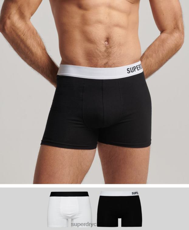 hombres Superdry negro Pack doble de bóxer de algodón orgánico compensado 2R68Z1836
