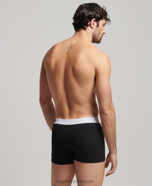 hombres Superdry negro Pack doble de bóxer de algodón orgánico compensado 2R68Z1836
