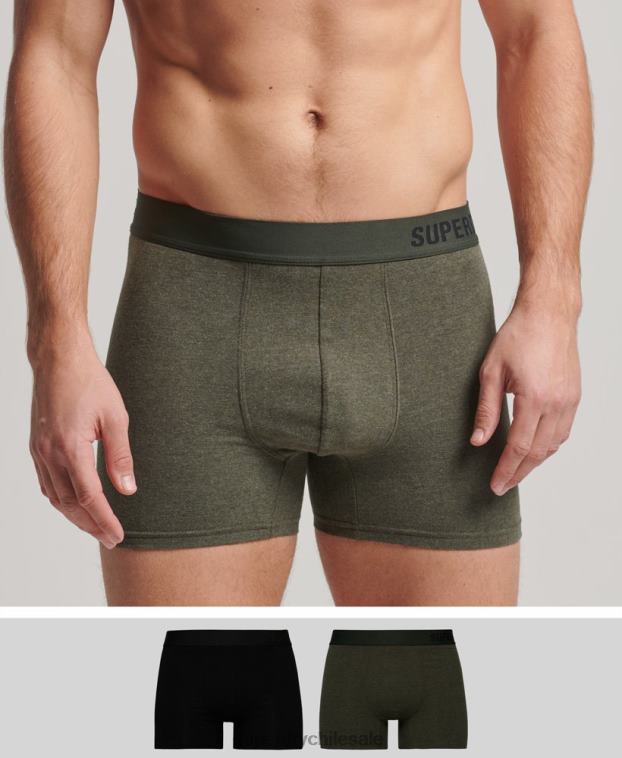 hombres Superdry negro Pack doble de bóxer de algodón orgánico compensado 2R68Z1864