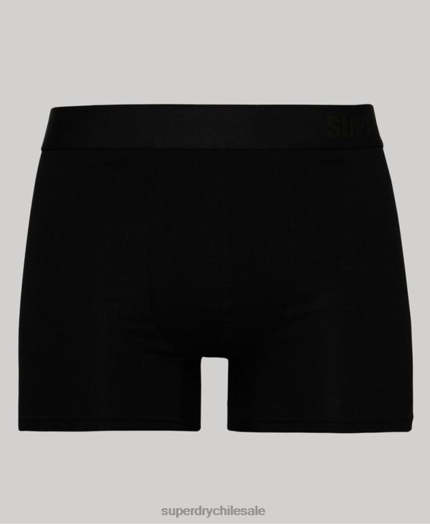 hombres Superdry negro Pack doble de bóxer de algodón orgánico compensado 2R68Z1864