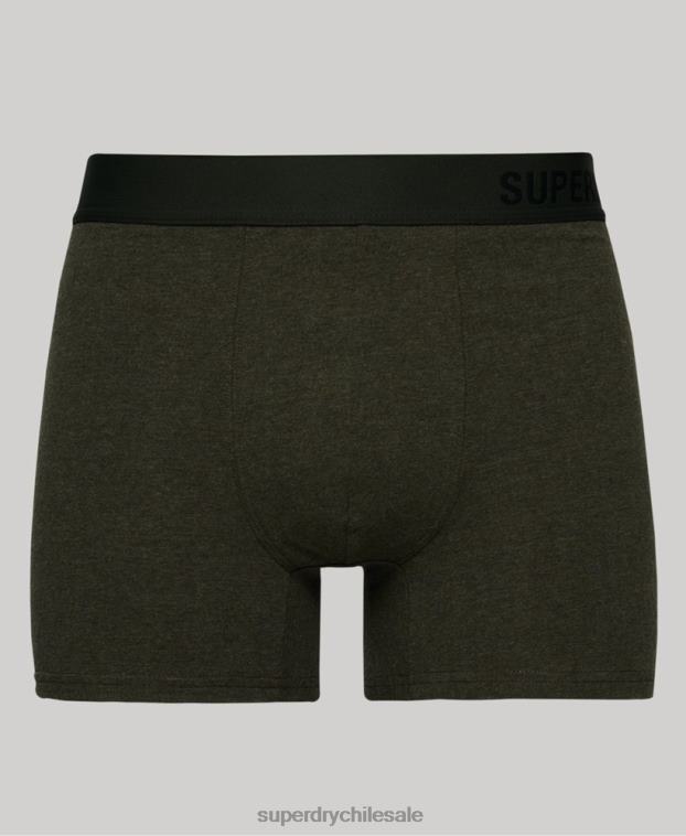 hombres Superdry negro Pack doble de bóxer de algodón orgánico compensado 2R68Z1864