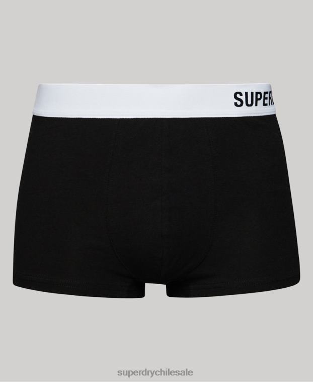 hombres Superdry negro Pack doble offset de algodón orgánico 2R68Z1776