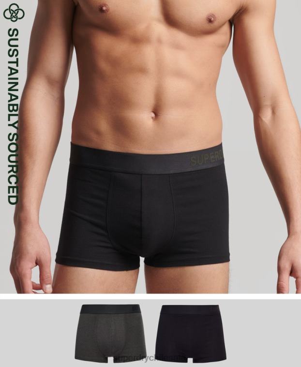 hombres Superdry negro Pack doble offset de algodón orgánico 2R68Z1845