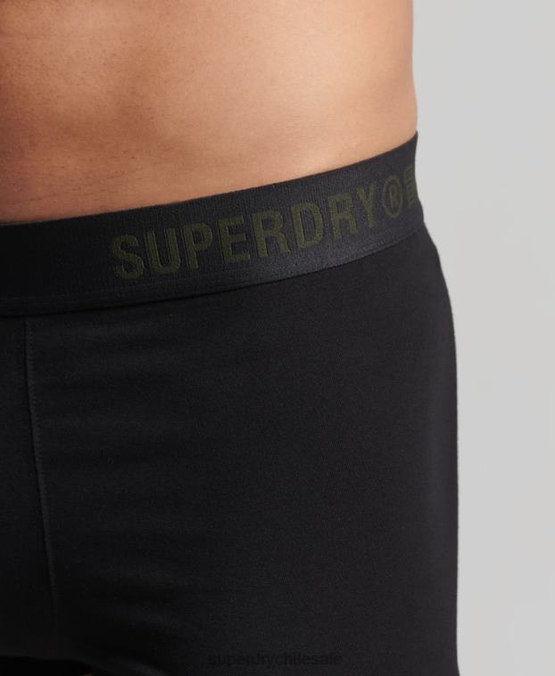 hombres Superdry negro Pack doble offset de algodón orgánico 2R68Z1845