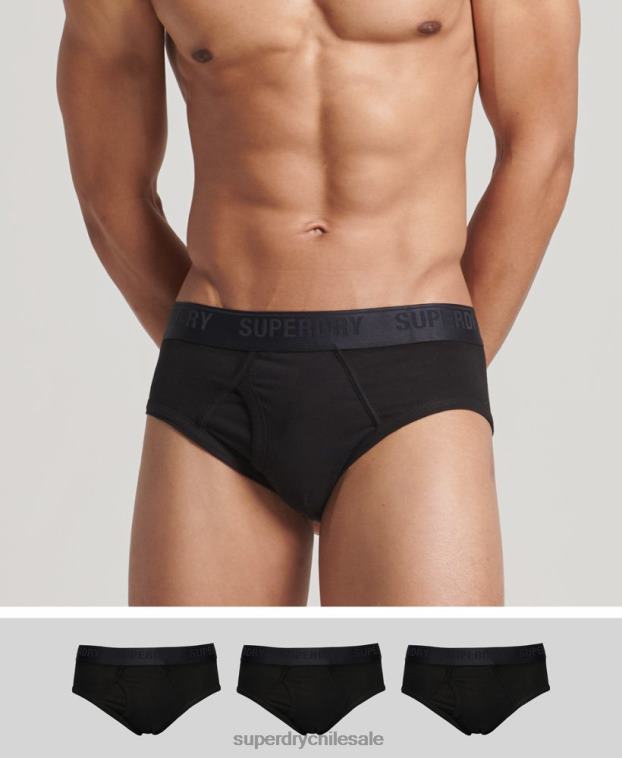 hombres Superdry negro Pack triple de calzoncillos de algodón orgánico 2R68Z1866