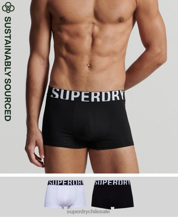 hombres Superdry negro pack doble de algodón orgánico con logo 2R68Z1780
