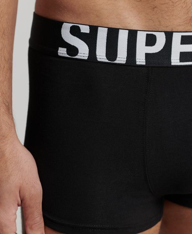 hombres Superdry negro pack doble de algodón orgánico con logo 2R68Z1780