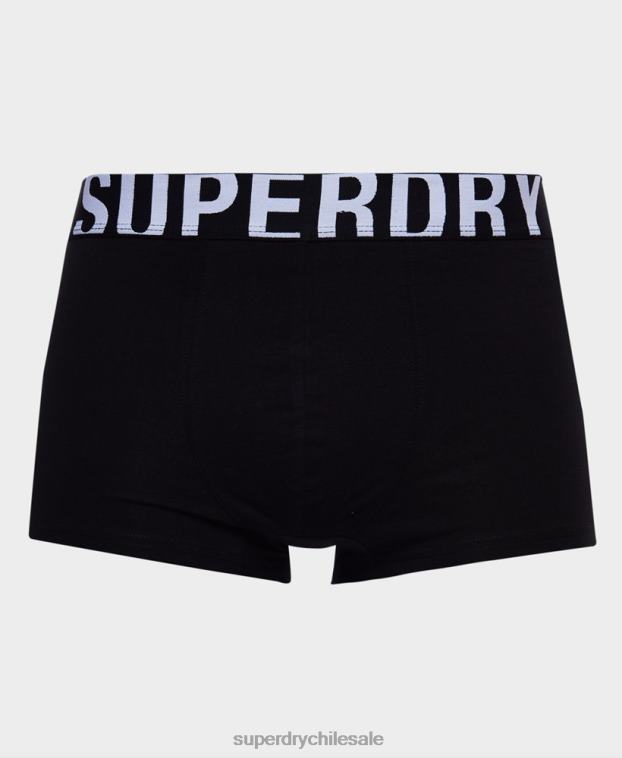 hombres Superdry negro pack doble de algodón orgánico con logo 2R68Z1780