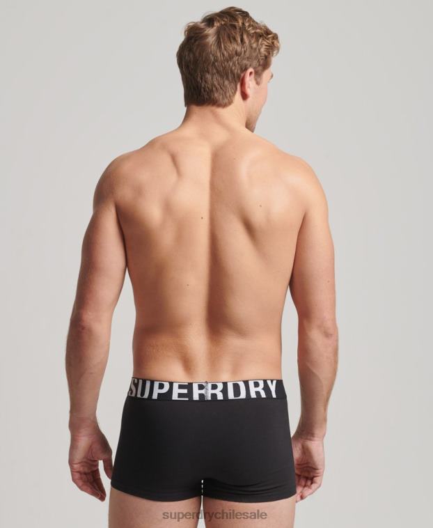 hombres Superdry negro pack doble de algodón orgánico con logo 2R68Z1795