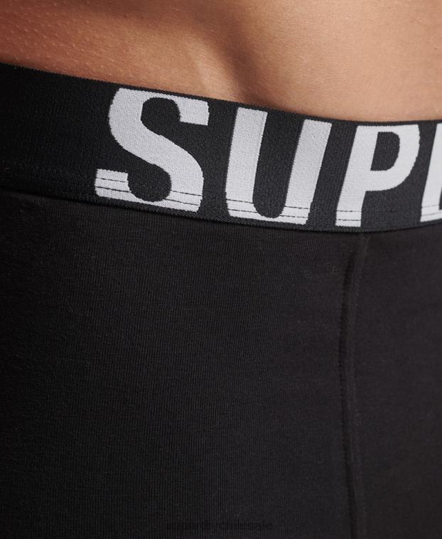 hombres Superdry negro pack doble de algodón orgánico con logo 2R68Z1795