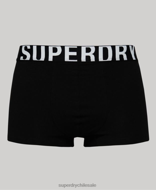 hombres Superdry negro pack doble de algodón orgánico con logo 2R68Z1795