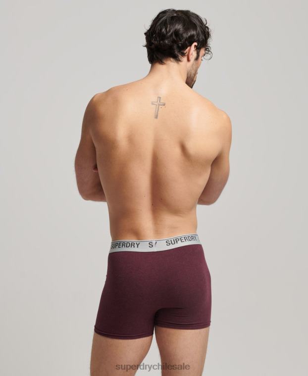 hombres Superdry rojo Pack de tres bóxers de algodón orgánico 2R68Z1614