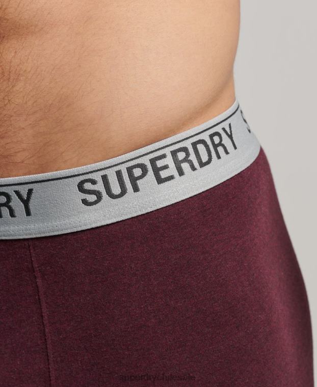 hombres Superdry rojo Pack de tres bóxers de algodón orgánico 2R68Z1614
