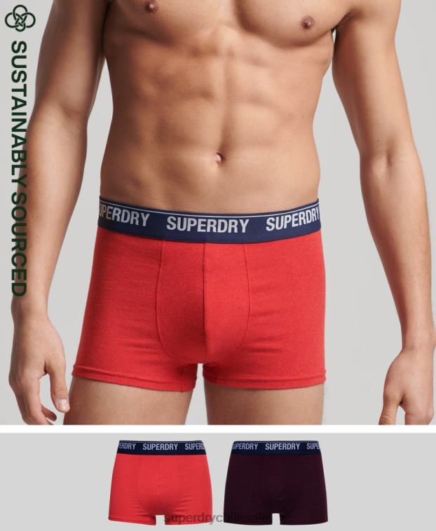 hombres Superdry rojo Pack doble de calzoncillos de algodón orgánico 2R68Z1867