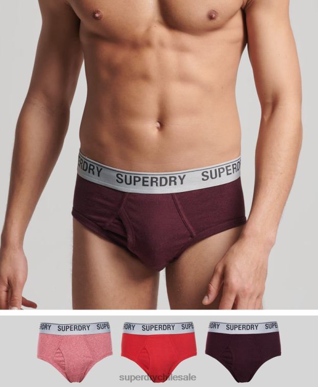 hombres Superdry rojo Pack triple de calzoncillos de algodón orgánico 2R68Z1871