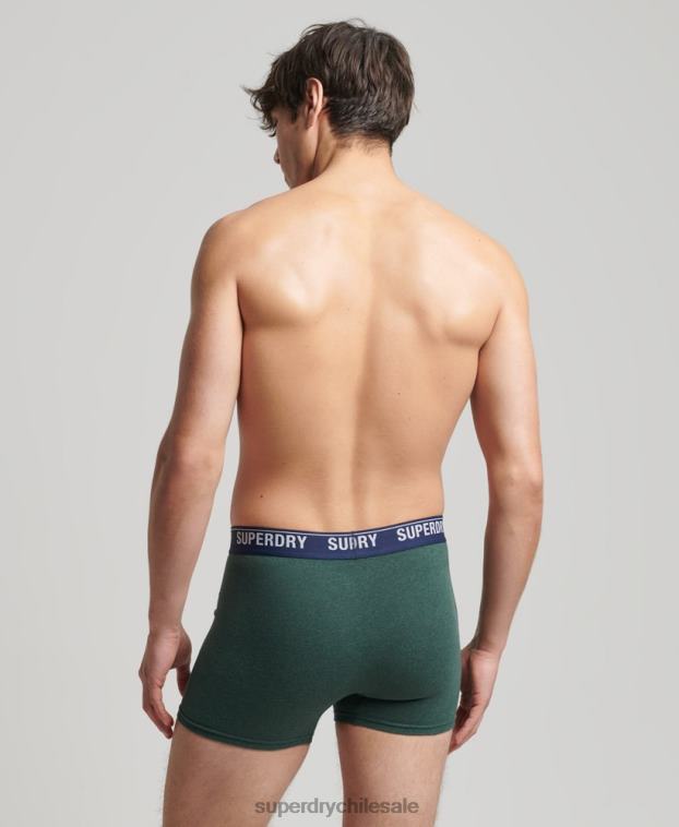 hombres Superdry verde Pack de tres boxers de algodón orgánico 2R68Z1628