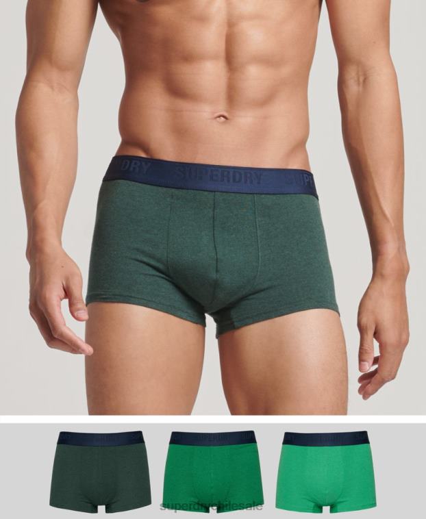 hombres Superdry verde Pack de tres calzoncillos de algodón orgánico 2R68Z1830