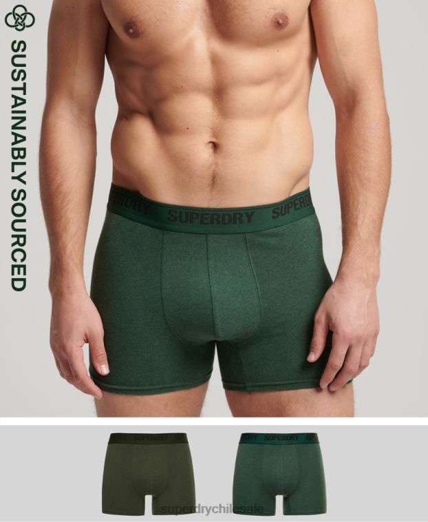 hombres Superdry verde Pack doble de bóxer de algodón orgánico 2R68Z1663
