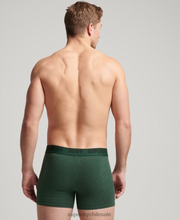 hombres Superdry verde Pack doble de bóxer de algodón orgánico 2R68Z1663