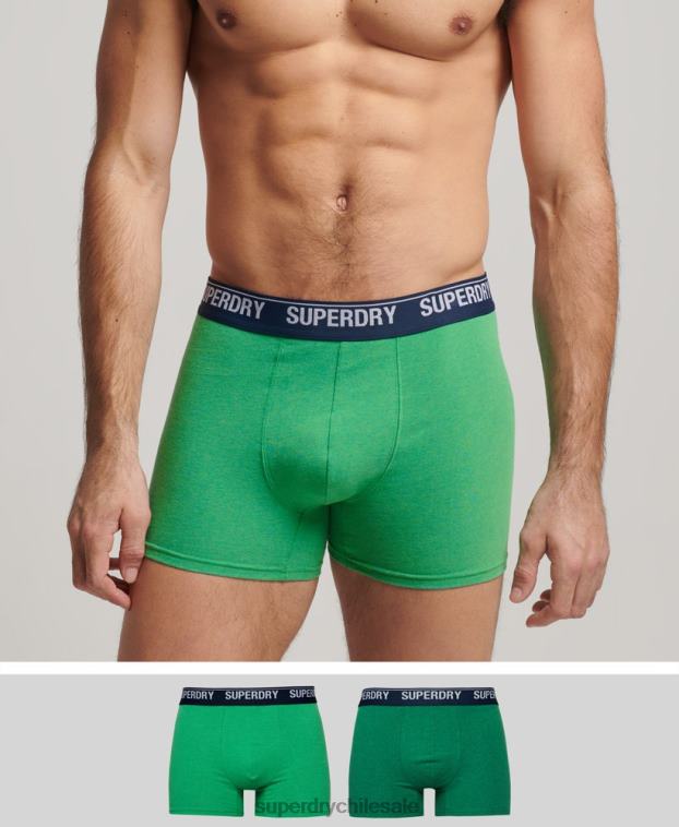 hombres Superdry verde Pack doble de bóxer de algodón orgánico 2R68Z1706
