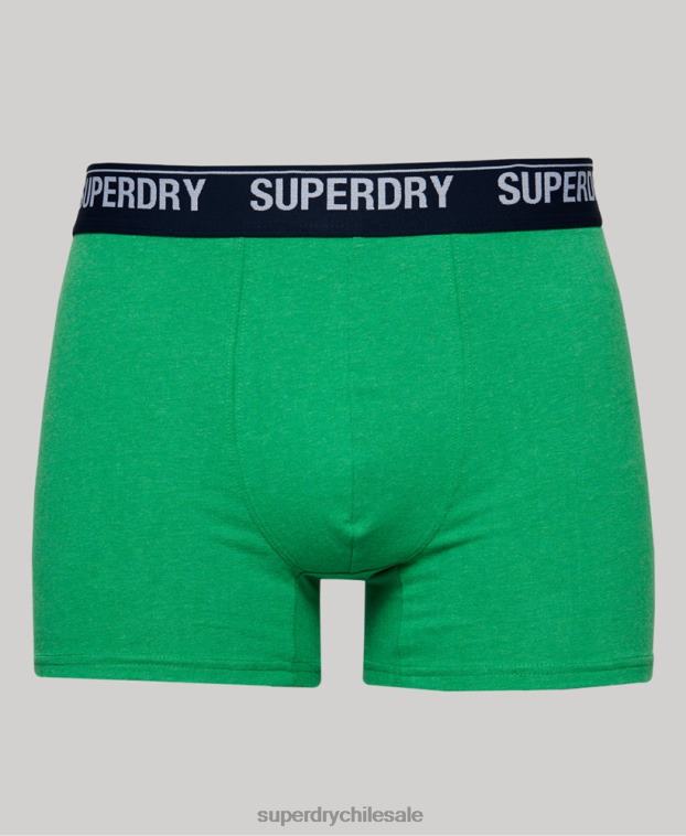 hombres Superdry verde Pack doble de bóxer de algodón orgánico 2R68Z1706