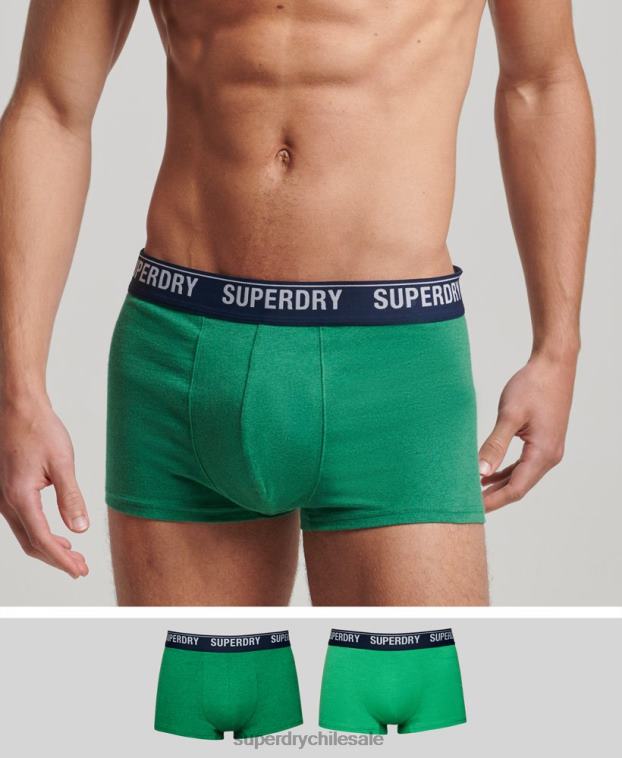 hombres Superdry verde Pack doble de calzoncillos de algodón orgánico 2R68Z1779