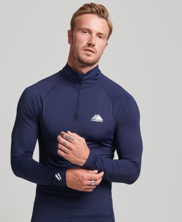 hombres Superdry Armada camiseta interior con media cremallera 2R68Z1382