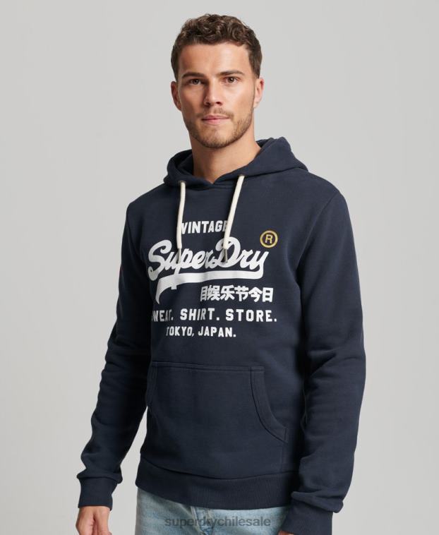 hombres Superdry Armada sudadera con capucha clásica de la tienda del logo vintage 2R68Z584