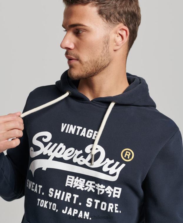 hombres Superdry Armada sudadera con capucha clásica de la tienda del logo vintage 2R68Z584