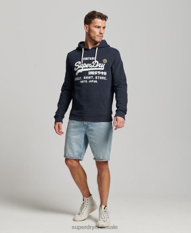 hombres Superdry Armada sudadera con capucha clásica de la tienda del logo vintage 2R68Z584