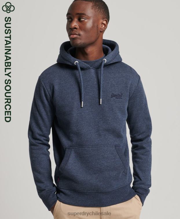 hombres Superdry Armada sudadera con capucha de algodón orgánico con logo vintage bordado 2R68Z713