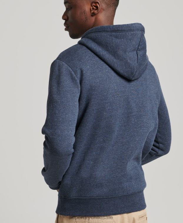 hombres Superdry Armada sudadera con capucha de algodón orgánico con logo vintage bordado 2R68Z713