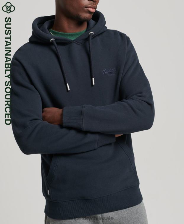 hombres Superdry Armada sudadera con capucha de algodón orgánico con logo vintage bordado 2R68Z721