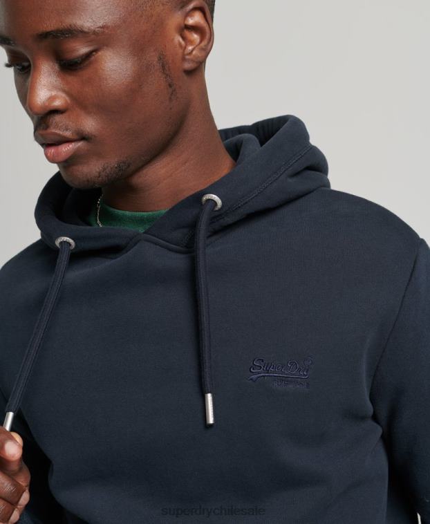 hombres Superdry Armada sudadera con capucha de algodón orgánico con logo vintage bordado 2R68Z721