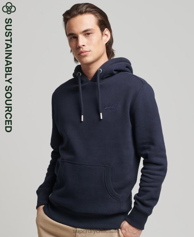 hombres Superdry Armada sudadera con capucha de algodón orgánico con logo vintage bordado 2R68Z856