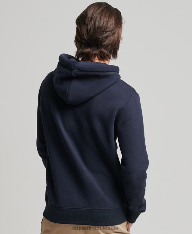 hombres Superdry Armada sudadera con capucha de algodón orgánico con logo vintage bordado 2R68Z856