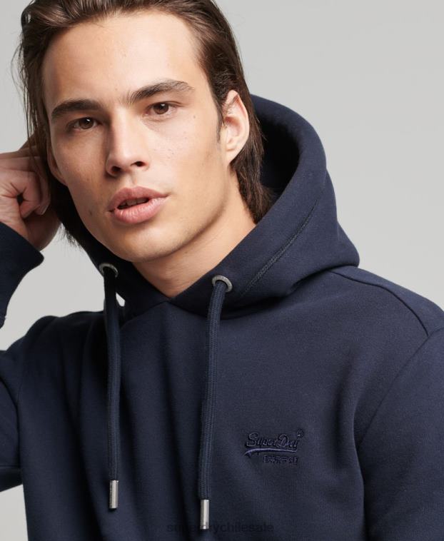 hombres Superdry Armada sudadera con capucha de algodón orgánico con logo vintage bordado 2R68Z856