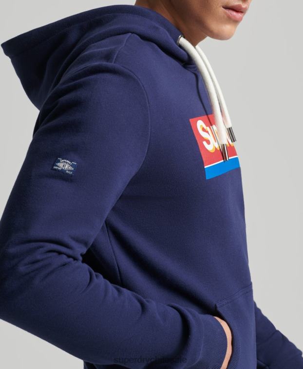 hombres Superdry Armada sudadera con capucha de temporada con logo vintage 2R68Z883