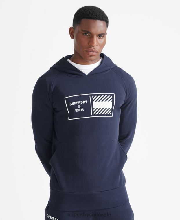 hombres Superdry Armada sudadera con capucha de tren central 2R68Z5197