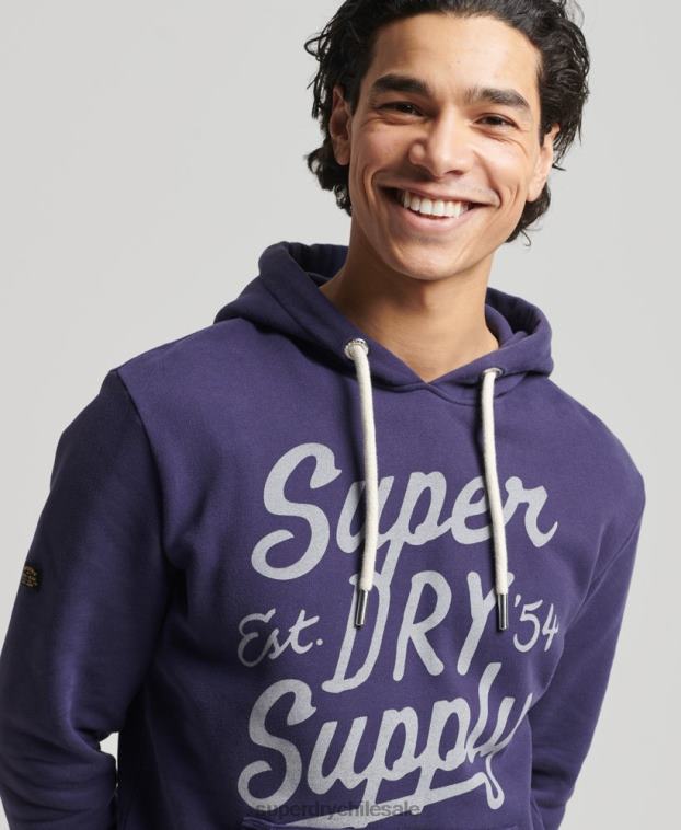hombres Superdry Armada sudadera con capucha estilo script vintage 2R68Z882