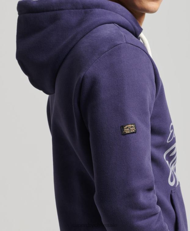 hombres Superdry Armada sudadera con capucha estilo script vintage 2R68Z882
