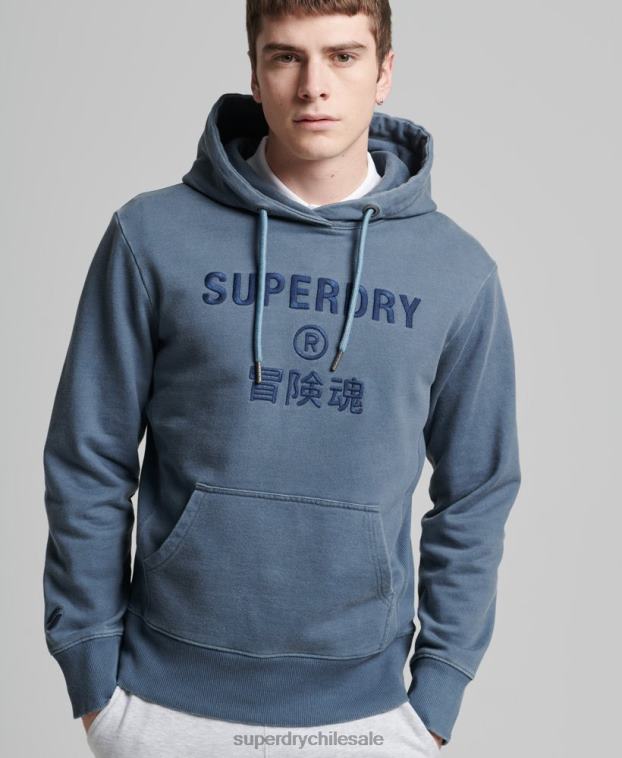 hombres Superdry Armada sudadera con capucha holgada teñida con logo y logo de código 2R68Z5180