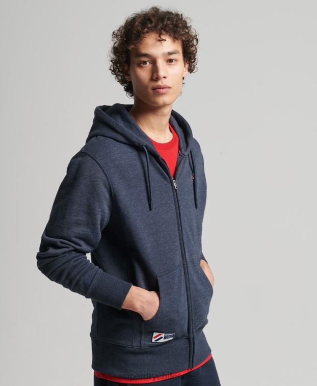 hombres Superdry Armada sudadera con capucha y cremallera Code Essential de algodón orgánico 2R68Z5190