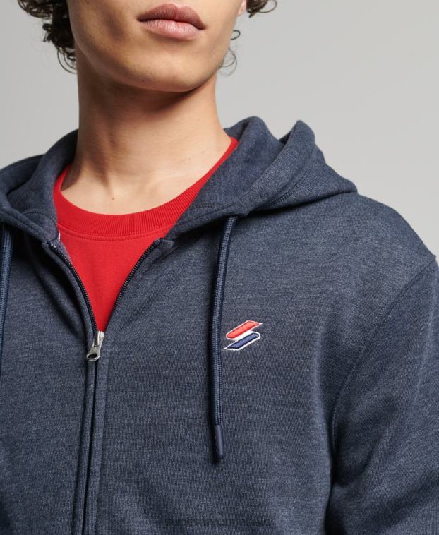 hombres Superdry Armada sudadera con capucha y cremallera Code Essential de algodón orgánico 2R68Z5190