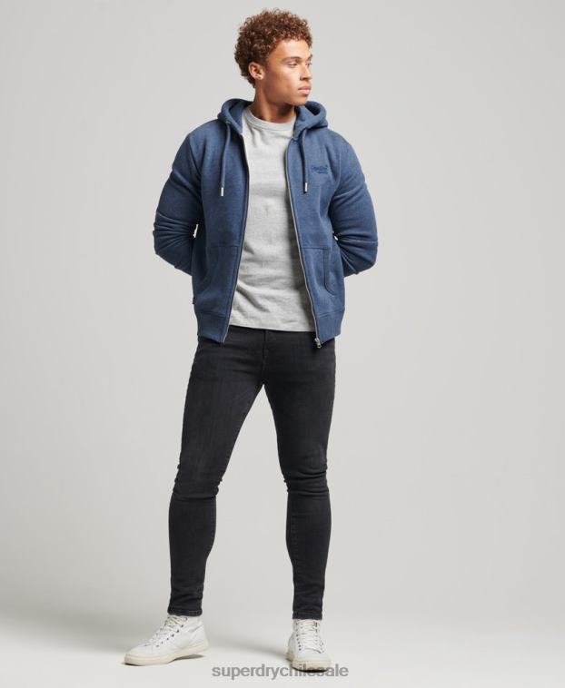 hombres Superdry Armada sudadera con capucha y cremallera de algodón orgánico con logo vintage bordado 2R68Z480