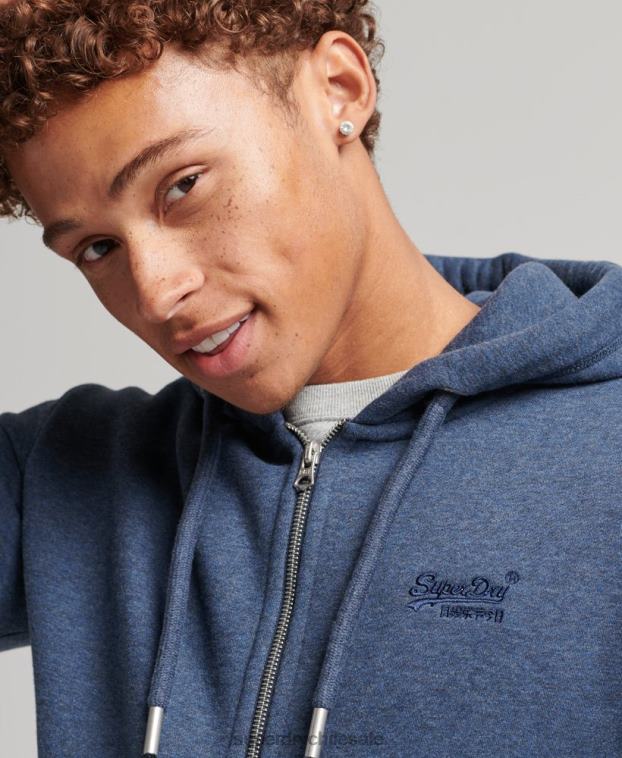 hombres Superdry Armada sudadera con capucha y cremallera de algodón orgánico con logo vintage bordado 2R68Z480